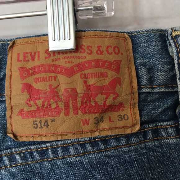 Levi 514 Mens Slim Straight Blue Jeans 34x30 - Picture 8 of 8